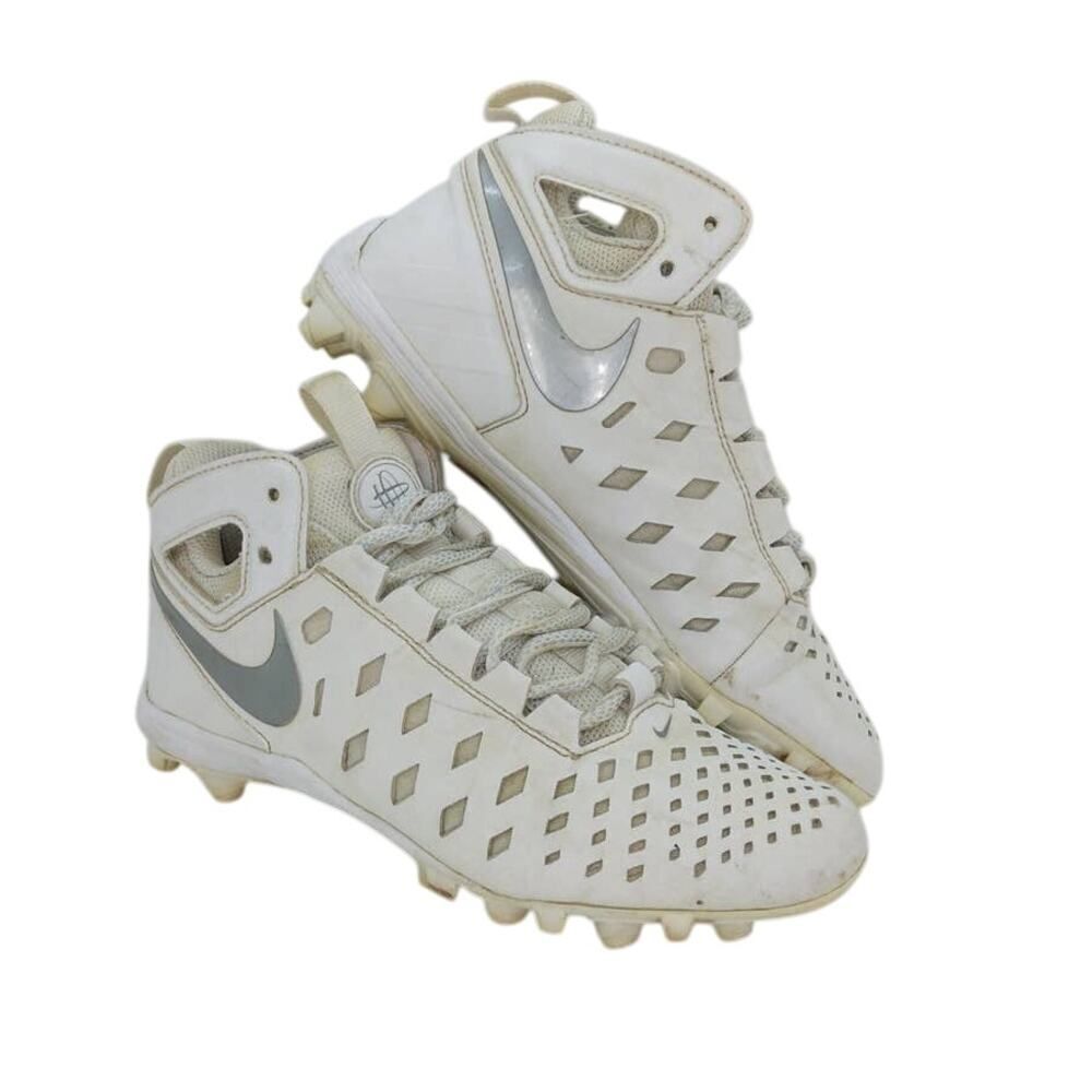 Nike Huarache Boy's Pre-owned White & Silver Baseball Cleats - sz. 4Y WOW!!